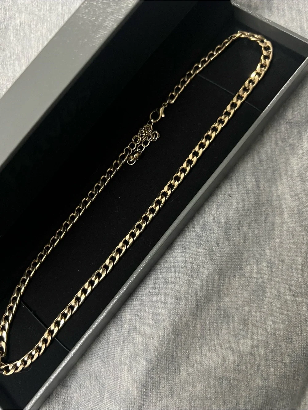 Gold Tone Cuban Curb Chain Necklace Adjustable 16-19.5” Chunky Statement